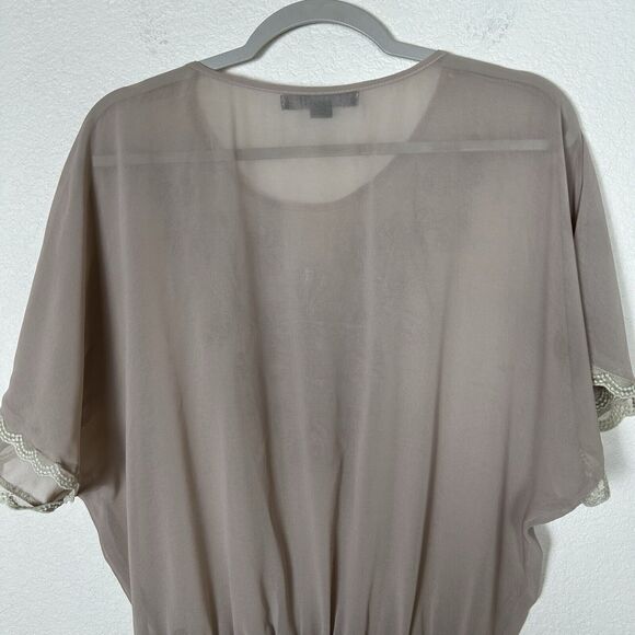 Forever 21 sheer SzM embroidery chiffon top feminine Coquette Boho chic smocked - Picture 4 of 10